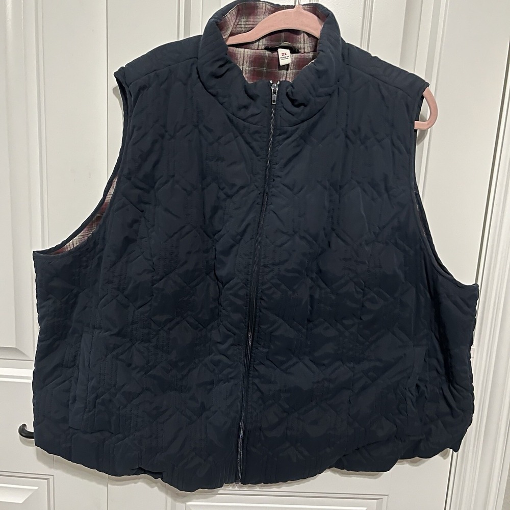 Puffer Vest Men's Size 2XL Navy Blue Flannel Lined EUC By Supplies